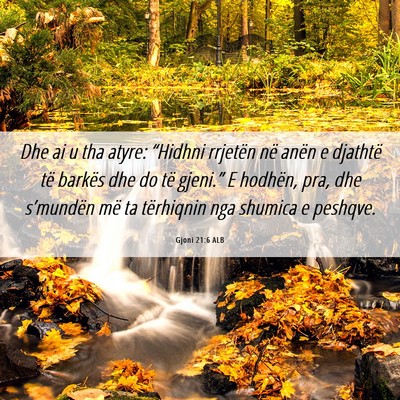 Picture 06 - Gjoni 21:6 ALB - Dhe ai u tha atyre: “Hidhni rrjetën në anën - Bible Verse Picture