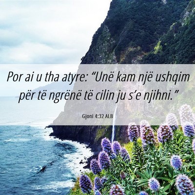 Picture 06 - Gjoni 4:32 ALB - Por ai u tha atyre: “Unë kam një ushqim për - Bible Verse Picture