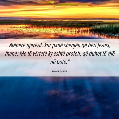 Picture 06 - Gjoni 6:14 ALB - Atëherë njerëzit, kur panë shenjën që bëri - Bible Verse Picture