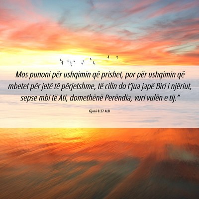 Picture 06 - Gjoni 6:27 ALB - Mos punoni për ushqimin që prishet, por për - Bible Verse Picture