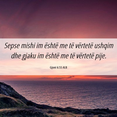 Picture 06 - Gjoni 6:55 ALB - Sepse mishi im është me të vërtetë ushqim - Bible Verse Picture