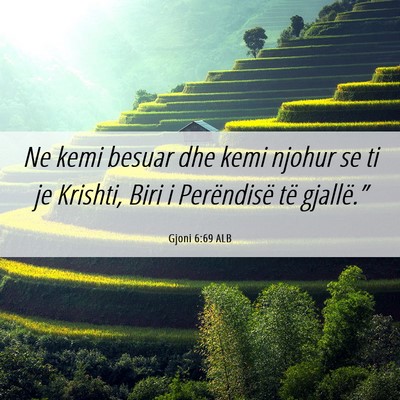 Picture 06 - Gjoni 6:69 ALB - Ne kemi besuar dhe kemi njohur se ti je Krishti, - Bible Verse Picture