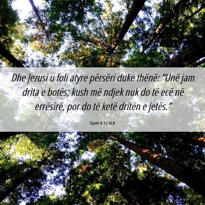 Picture 06 - Gjoni 8:12 ALB - Dhe Jezusi u foli atyre përsëri duke thënë: - Bible Verse Picture
