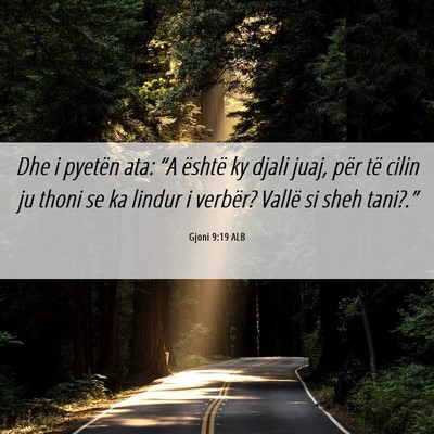 Picture 06 - Gjoni 9:19 ALB - Dhe i pyetën ata: “A është ky djali juaj, - Bible Verse Picture