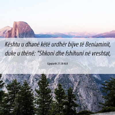 Picture 06 - Gjyqtarët 21:20 ALB - Kështu u dhanë këtë urdhër bijve të - Bible Verse Picture
