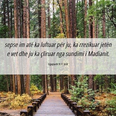 Picture 06 - Gjyqtarët 9:17 ALB - sepse im atë ka luftuar për ju, ka rrezikuar - Bible Verse Picture