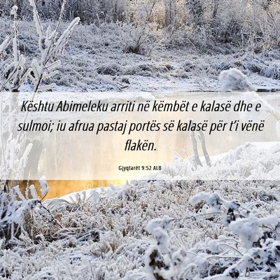 Picture 06 - Gjyqtarët 9:52 ALB - Kështu Abimeleku arriti në këmbët e kalasë - Bible Verse Picture