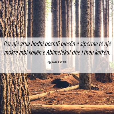 Picture 06 - Gjyqtarët 9:53 ALB - Por një grua hodhi poshtë pjesën e sipërme - Bible Verse Picture