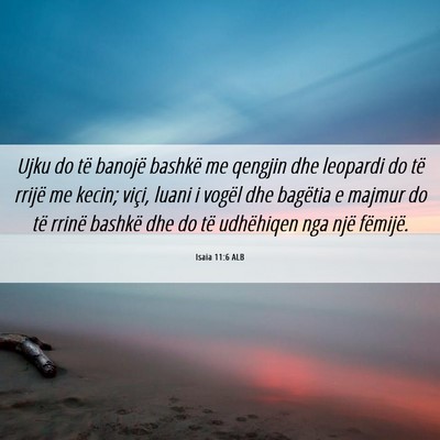 Picture 06 - Isaia 11:6 ALB - Ujku do të banojë bashkë me qengjin dhe - Bible Verse Picture