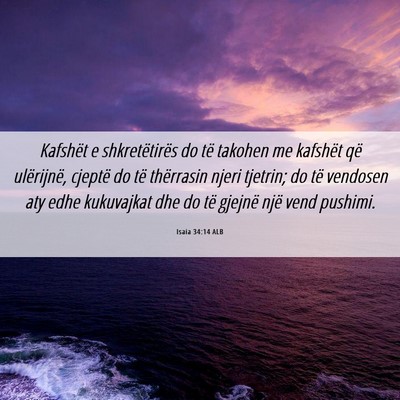 Picture 06 - Isaia 34:14 ALB - Kafshët e shkretëtirës do të takohen me - Bible Verse Picture