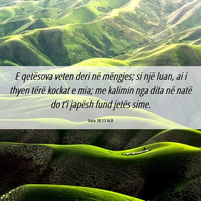 Picture 06 - Isaia 38:13 ALB - E qetësova veten deri në mëngjes; si një - Bible Verse Picture