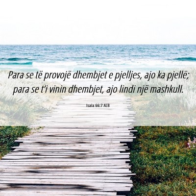 Picture 06 - Isaia 66:7 ALB - Para se të provojë dhembjet e pjelljes, ajo ka - Bible Verse Picture