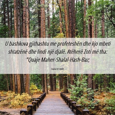 Picture 06 - Isaia 8:3 ALB - U bashkova gjithashtu me profeteshën dhe kjo - Bible Verse Picture