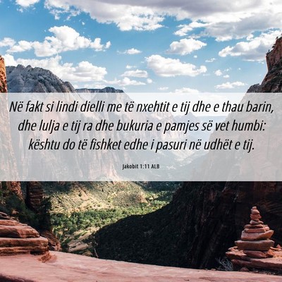 Picture 06 - Jakobit 1:11 ALB - Në fakt si lindi dielli me të nxehtit e tij dhe - Bible Verse Picture