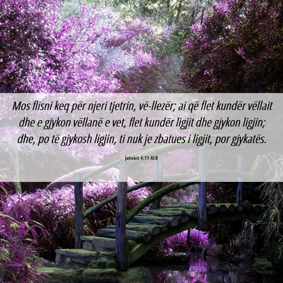 Picture 06 - Jakobit 4:11 ALB - Mos flisni keq për njeri tjetrin, vë-llezër; - Bible Verse Picture