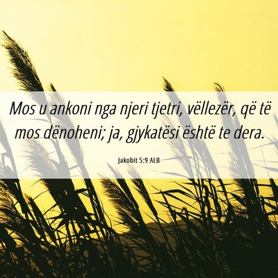 Picture 06 - Jakobit 5:9 ALB - Mos u ankoni nga njeri tjetri, vëllezër, që - Bible Verse Picture
