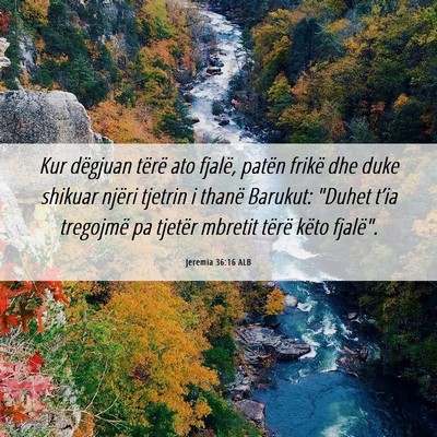 Picture 06 - Jeremia 36:16 ALB - Kur dëgjuan tërë ato fjalë, patën frikë dhe - Bible Verse Picture