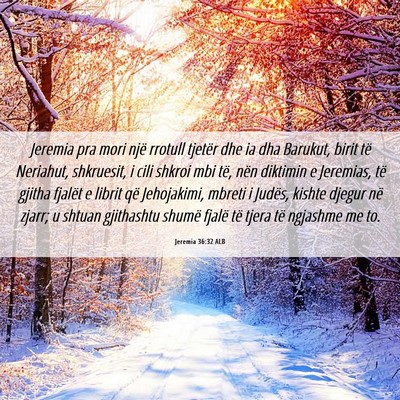 Picture 06 - Jeremia 36:32 ALB - Jeremia pra mori një rrotull tjetër dhe ia dha - Bible Verse Picture