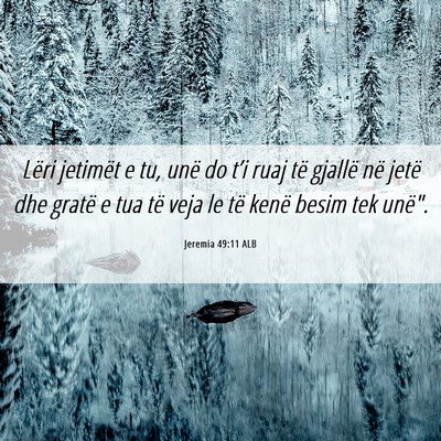 Picture 06 - Jeremia 49:11 ALB - Lëri jetimët e tu, unë do t’i ruaj të - Bible Verse Picture
