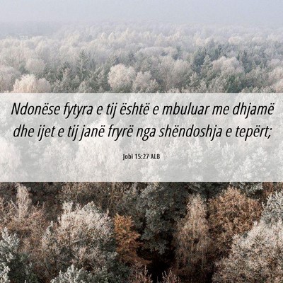 Picture 06 - Jobi 15:27 ALB - Ndonëse fytyra e tij është e mbuluar me - Bible Verse Picture