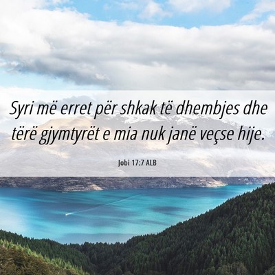 Picture 06 - Jobi 17:7 ALB - Syri më erret për shkak të dhembjes dhe tërë - Bible Verse Picture