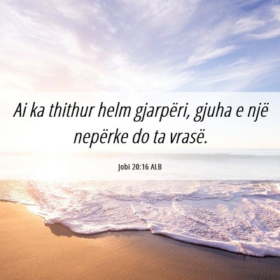 Picture 06 - Jobi 20:16 ALB - Ai ka thithur helm gjarpëri, gjuha e një - Bible Verse Picture