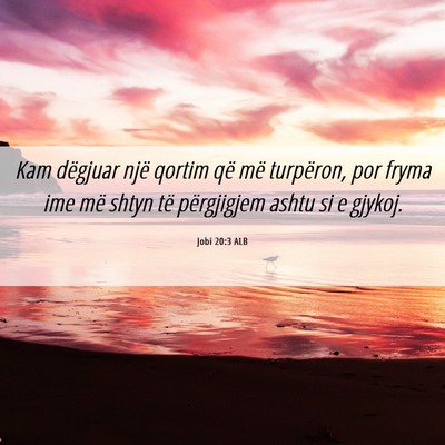 Picture 06 - Jobi 20:3 ALB - Kam dëgjuar një qortim që më turpëron, por - Bible Verse Picture