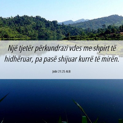 Picture 06 - Jobi 21:25 ALB - Një tjetër përkundrazi vdes me shpirt të - Bible Verse Picture