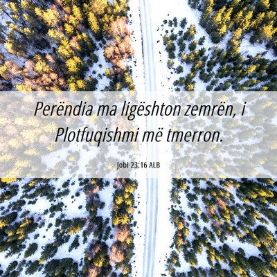 Picture 06 - Jobi 23:16 ALB - Perëndia ma ligështon zemrën, i Plotfuqishmi - Bible Verse Picture