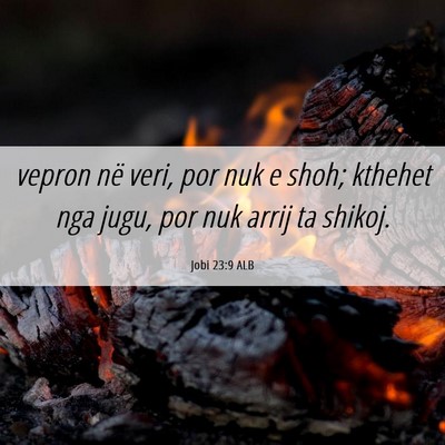 Picture 06 - Jobi 23:9 ALB - vepron në veri, por nuk e shoh; kthehet nga - Bible Verse Picture