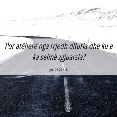 Picture 06 - Jobi 28:20 ALB - Por atëherë nga rrjedh dituria dhe ku e ka - Bible Verse Picture