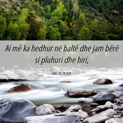 Picture 06 - Jobi 30:19 ALB - Ai më ka hedhur në baltë dhe jam bërë si - Bible Verse Picture