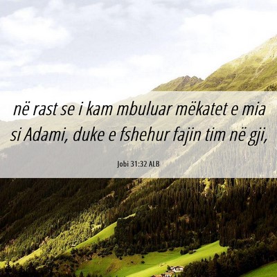 Picture 06 - Jobi 31:32 ALB - në rast se i kam mbuluar mëkatet e mia si - Bible Verse Picture