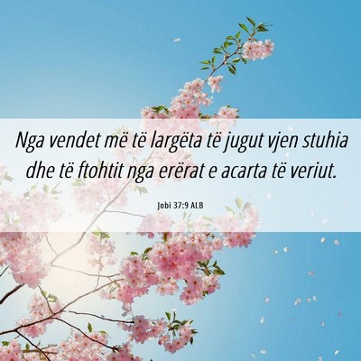 Picture 06 - Jobi 37:9 ALB - Nga vendet më të largëta të jugut vjen stuhia - Bible Verse Picture