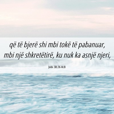 Picture 06 - Jobi 38:26 ALB - që të bjerë shi mbi tokë të pabanuar, mbi - Bible Verse Picture