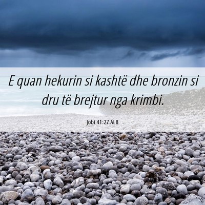 Picture 06 - Jobi 41:27 ALB - E quan hekurin si kashtë dhe bronzin si dru të - Bible Verse Picture