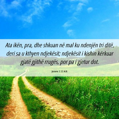 Picture 06 - Jozueu 2:22 ALB - Ata ikën, pra, dhe shkuan në mal ku ndenjën - Bible Verse Picture