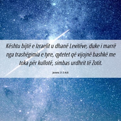 Picture 06 - Jozueu 21:3 ALB - Kështu bijtë e Izraelit u dhanë Levitëve, - Bible Verse Picture