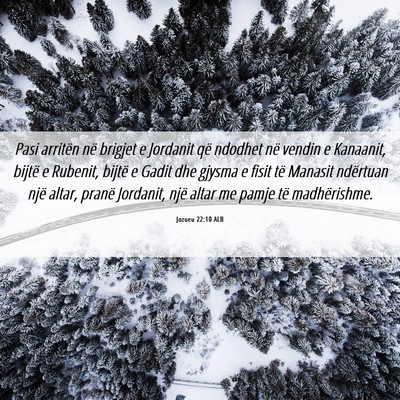 Picture 06 - Jozueu 22:10 ALB - Pasi arritën në brigjet e Jordanit që ndodhet - Bible Verse Picture