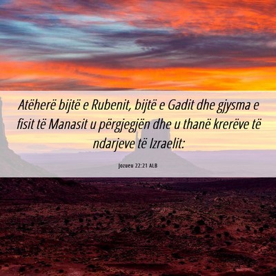 Picture 06 - Jozueu 22:21 ALB - Atëherë bijtë e Rubenit, bijtë e Gadit dhe - Bible Verse Picture