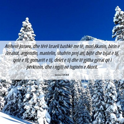 Picture 06 - Jozueu 7:24 ALB - Atëherë Jozueu, dhe tërë Izraeli bashkë me - Bible Verse Picture