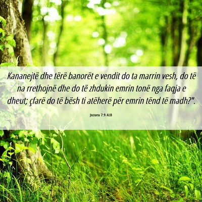 Picture 06 - Jozueu 7:9 ALB - Kananejtë dhe tërë banorët e vendit do ta - Bible Verse Picture