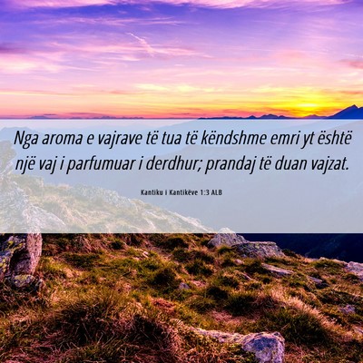 Picture 06 - Kantiku i Kantikëve 1:3 ALB - Nga aroma e vajrave të tua të këndshme emri yt - Bible Verse Picture