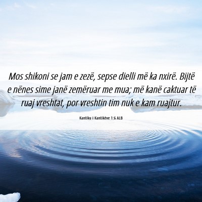 Picture 06 - Kantiku i Kantikëve 1:6 ALB - Mos shikoni se jam e zezë, sepse dielli më ka - Bible Verse Picture