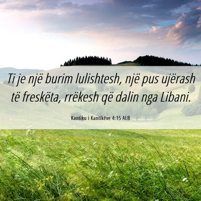 Picture 06 - Kantiku i Kantikëve 4:15 ALB - Ti je një burim lulishtesh, një pus ujërash - Bible Verse Picture