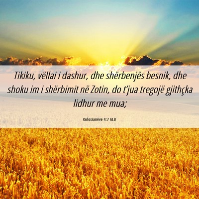Picture 06 - Kolosianëve 4:7 ALB - Tikiku, vëllai i dashur, dhe shërbenjës - Bible Verse Picture