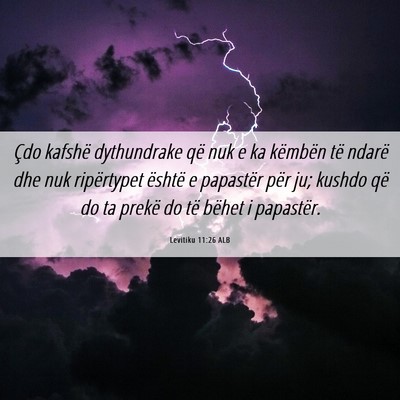 Picture 06 - Levitiku 11:26 ALB - Çdo kafshë dythundrake që nuk e ka këmbën - Bible Verse Picture