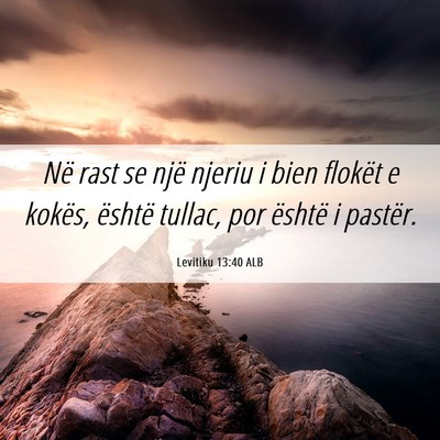 Picture 06 - Levitiku 13:40 ALB - Në rast se një njeriu i bien flokët e kokës, - Bible Verse Picture