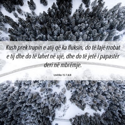 Picture 06 - Levitiku 15:7 ALB - Kush prek trupin e atij që ka fluksin, do të - Bible Verse Picture