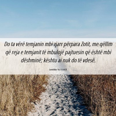Picture 06 - Levitiku 16:13 ALB - Do ta vërë temjanin mbi zjarr përpara Zotit, - Bible Verse Picture
